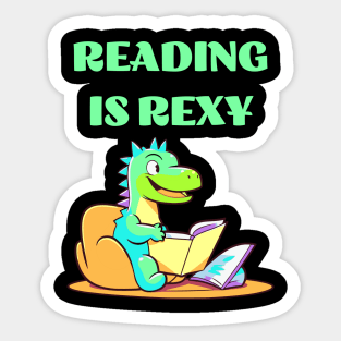 Funny Reading is Rexy Dinosaur Sticker